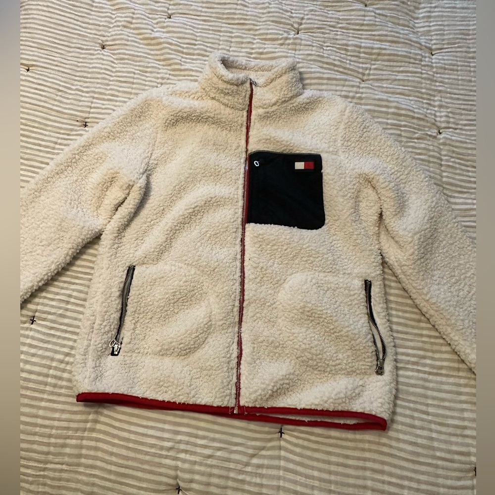 Women’s Tommy Hilfiger Ivory Zip Up Sherpa